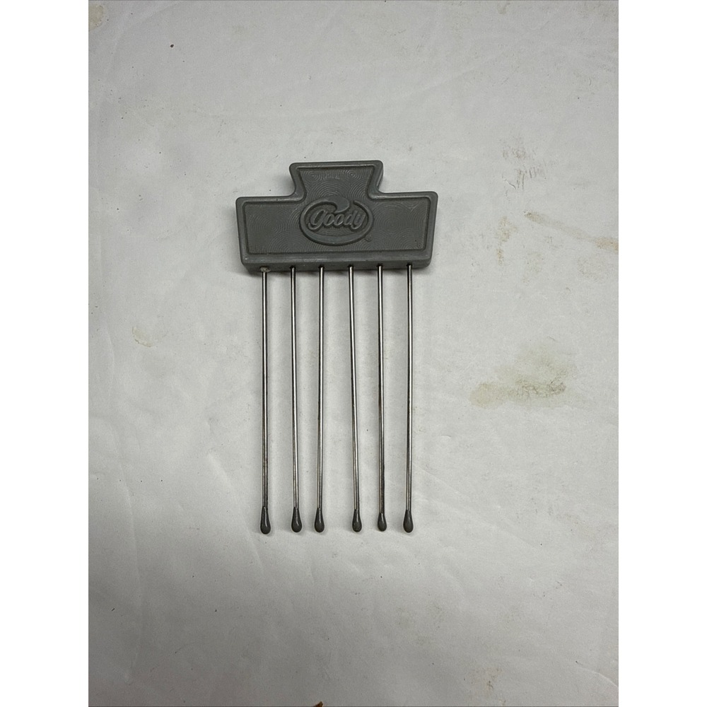Vintage Goody Hair Lift Pick Metal Tines Gray Handle Made in USA 6 Prong Tool